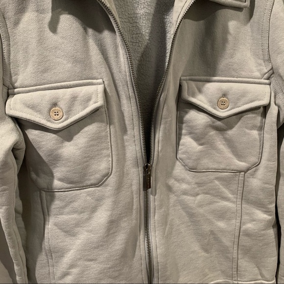 Calvin Klein Sage Green Full Zip Shacket Like Jacket Fleece Inside - Picture 2 of 4